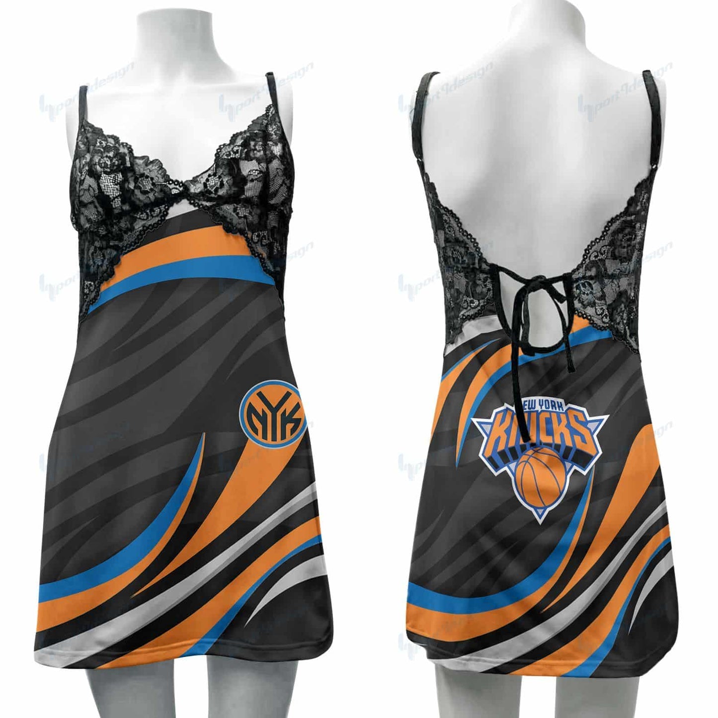 New York Knicks Lace Back Strap Slip Dress 46-1