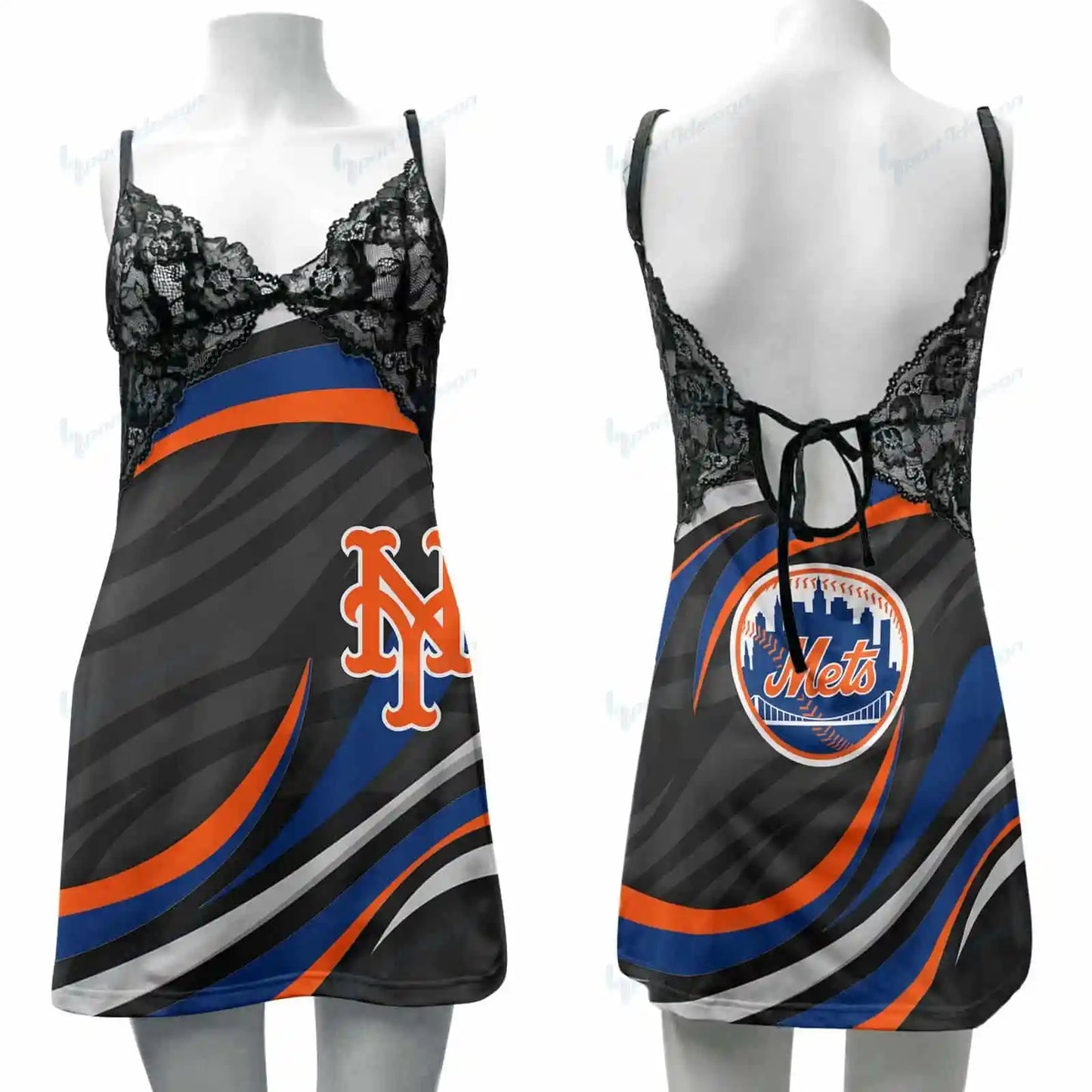 New York Mets Lace Back Strap Slip Dress 37-1