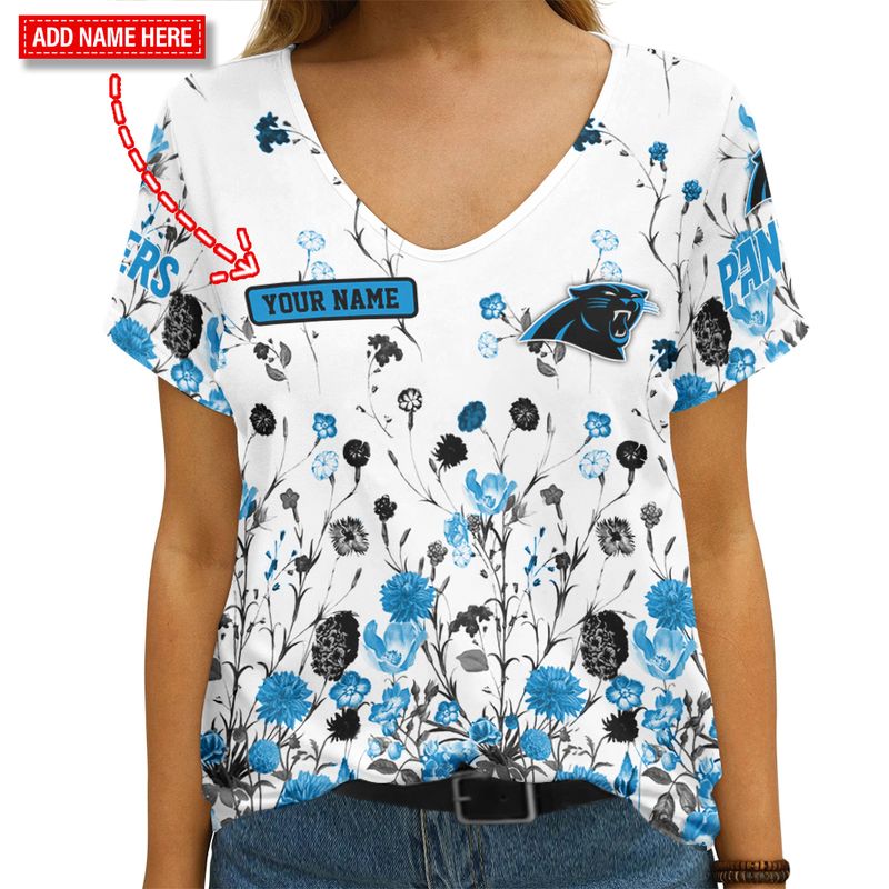 Carolina Panthers Personalized V-neck Women T-shirt