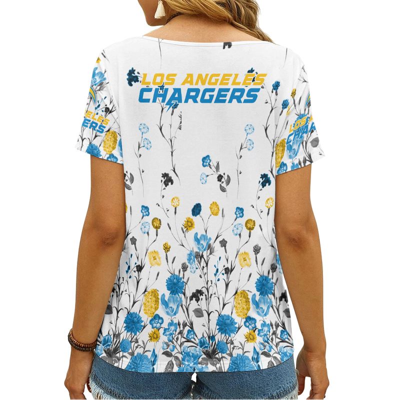 Los Angeles Chargers Personalized V-neck Women T-shirt