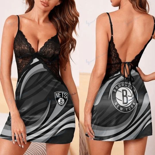 Brooklyn Nets Lace Back Strap Slip Dress 42