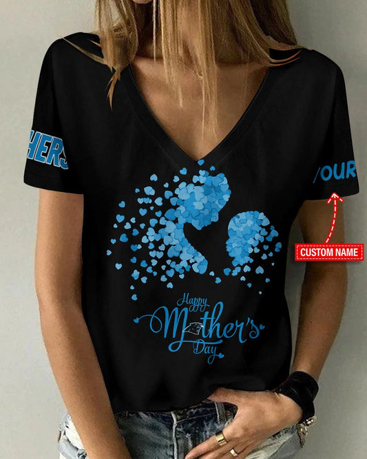 Carolina Panthers Happy Mother’s Day Summer Collection Women V Neck T-Shirt  AGCWTS675A