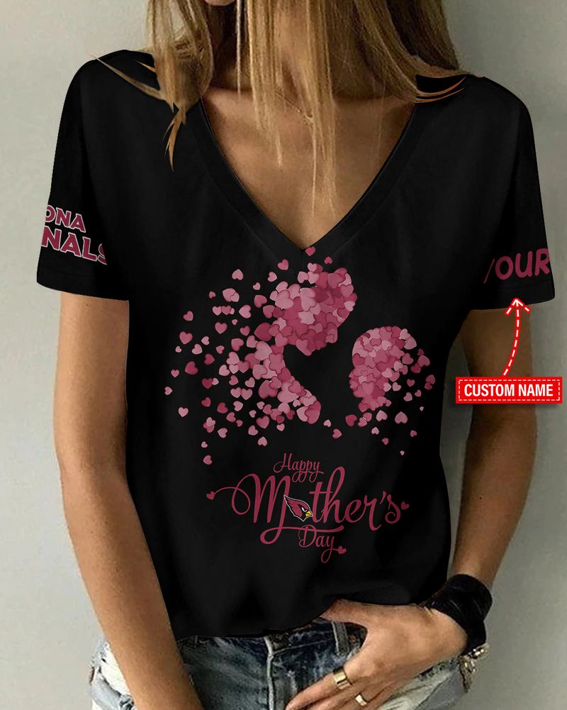 Arizona Cardinals Happy Mother’s Day Summer Women V Neck T-Shirt AGCWTS680
