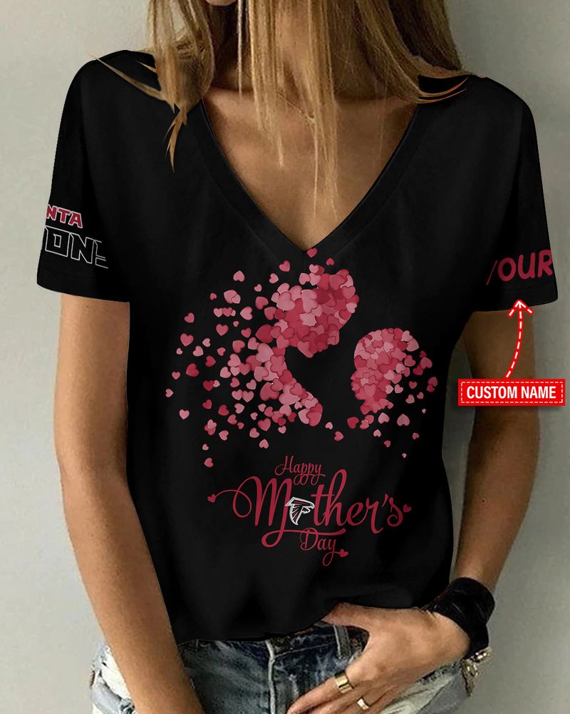 Atlanta Falcons Happy Mother’s Day Summer Women V Neck T-Shirt AGCWTS681
