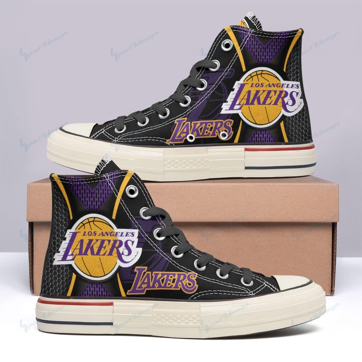 Los Angeles Lakers New High Top Canvas Shoes 45