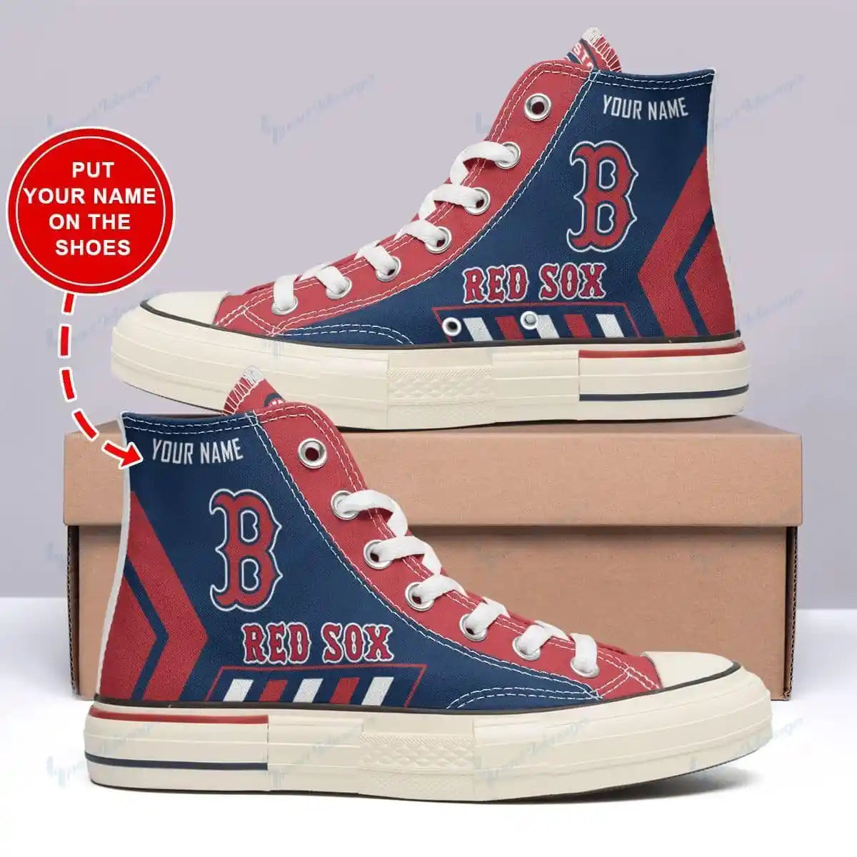 Boston Red Sox Personalized New High Top Canvas Shoes 30