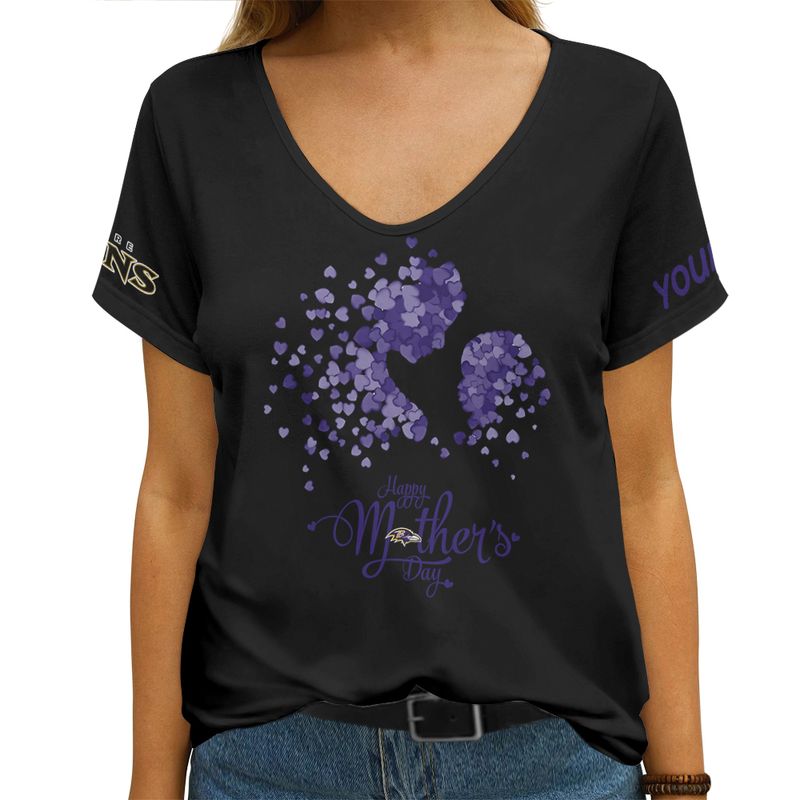 Baltimore Ravens Happy Mother’s Day Summer Women V Neck T-Shirt AGCWTS682