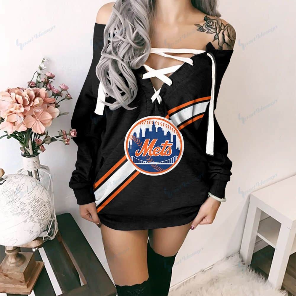New York Mets Lace-Up Sweatshirt 19