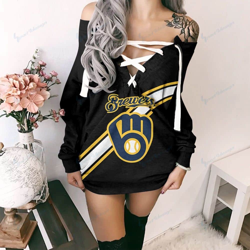 Milwaukee Brewers Lace-Up Sweatshirt 20