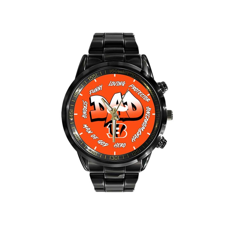 Cincinnati Bengals Limited Edition Black Stainless Steel Watch For Father’s Day AZBTWA000002