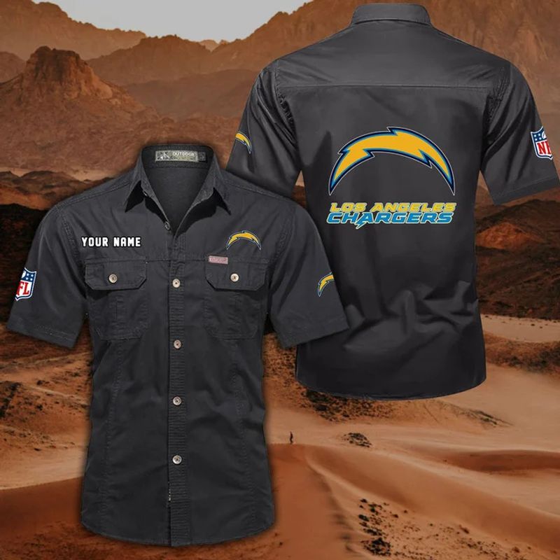 Los Angeles Chargers Men’s Short Sleeve Cargo Shirts New 2025 AZBT2DCGS000050