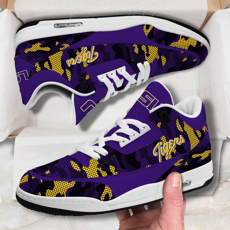 LSU Tigers Basic White Genuine Leather JD03 Shoes Men and Women AZBTAJ3000156