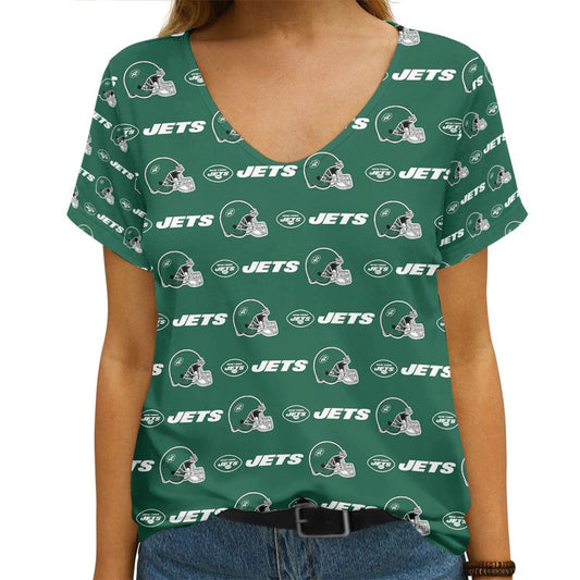 New York Jets V-neck Women T-shirt