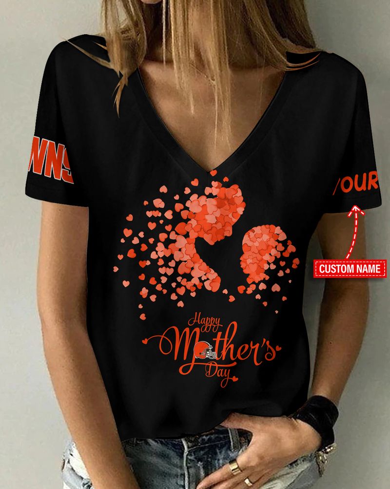 Cleveland Browns Happy Mother’s Day Summer Women V Neck T-Shirt AGCWTS687