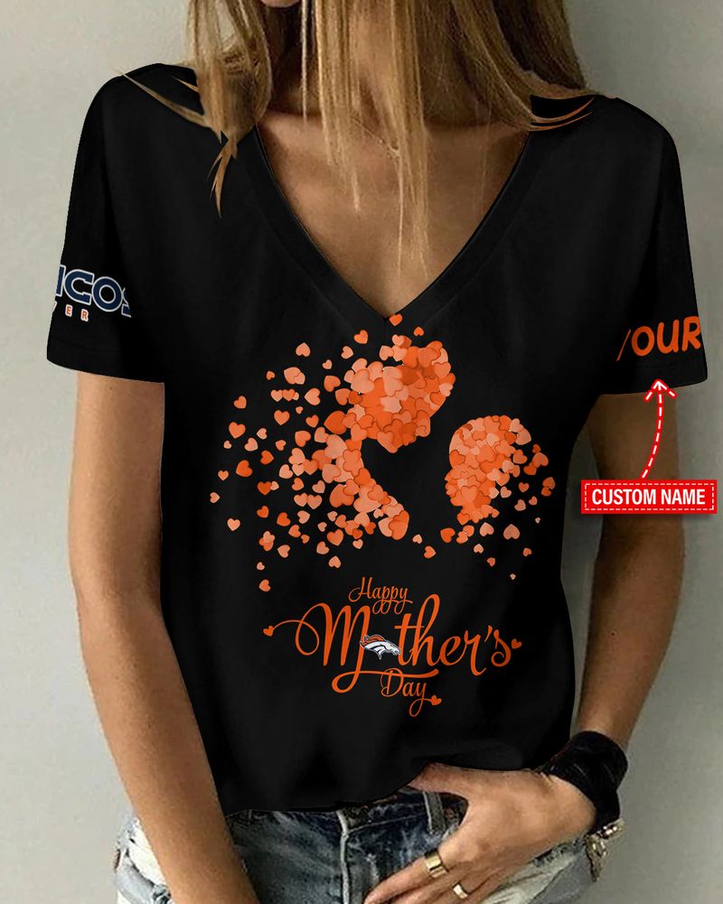 Denver Broncos Happy Mother’s Day Summer Women V Neck T-Shirt AGCWTS689