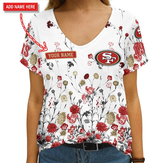 San Francisco 49ers Personalized V-neck Women T-shirt