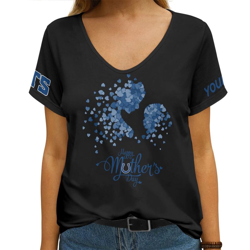 Indianapolis Colts Happy Mother’s Day Summer Women V Neck T-Shirt AGCWTS693