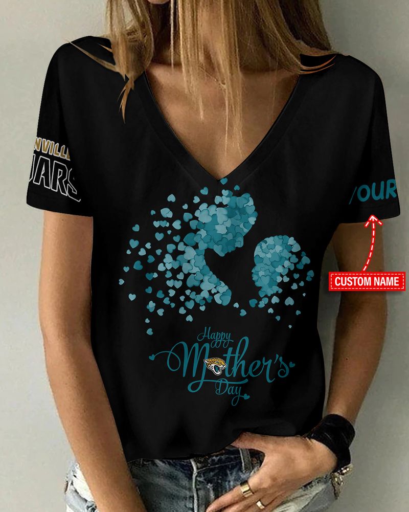 Jacksonville Jaguars Happy Mother’s Day Summer Women V Neck T-Shirt AGCWTS694