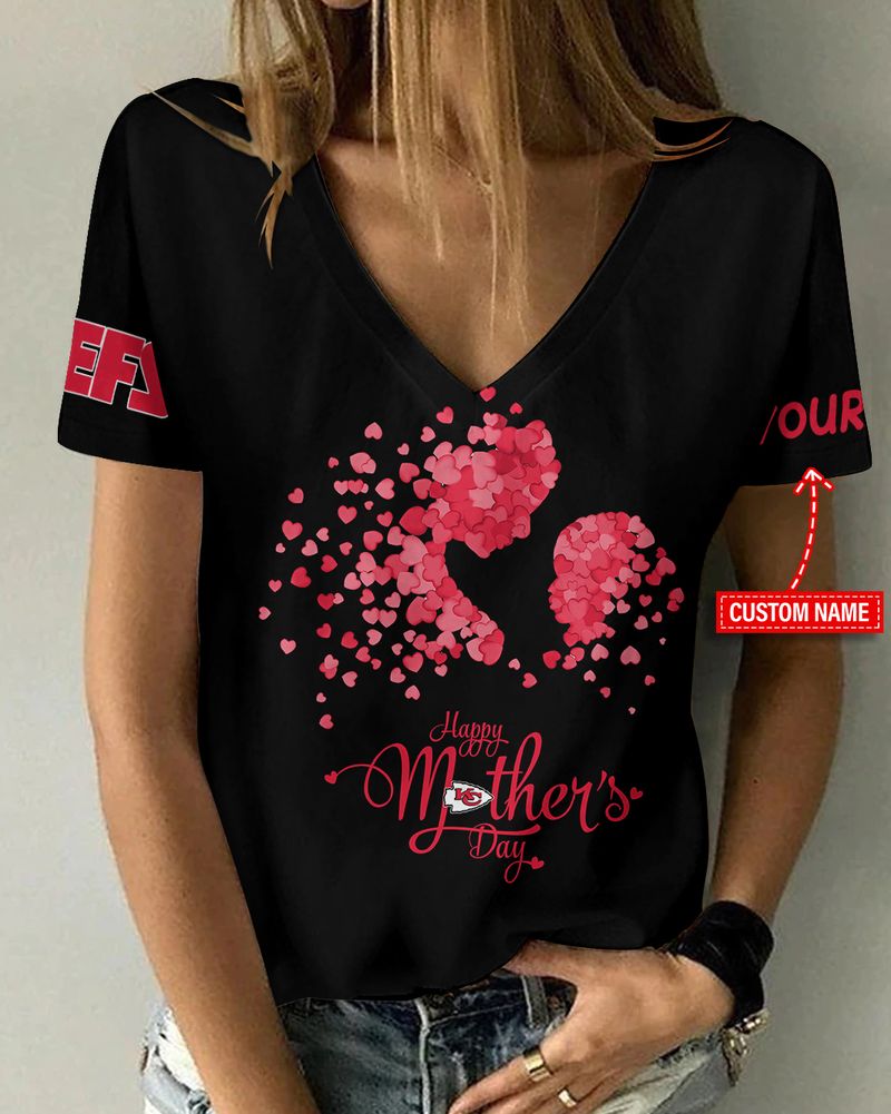 Kansas City Chiefs Happy Mother’s Day Summer Women V Neck T-Shirt AGCWTS695