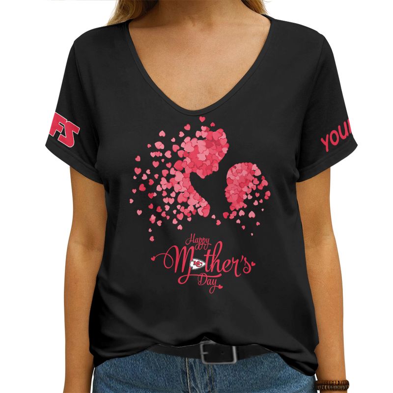 Kansas City Chiefs Happy Mother’s Day Summer Women V Neck T-Shirt AGCWTS695