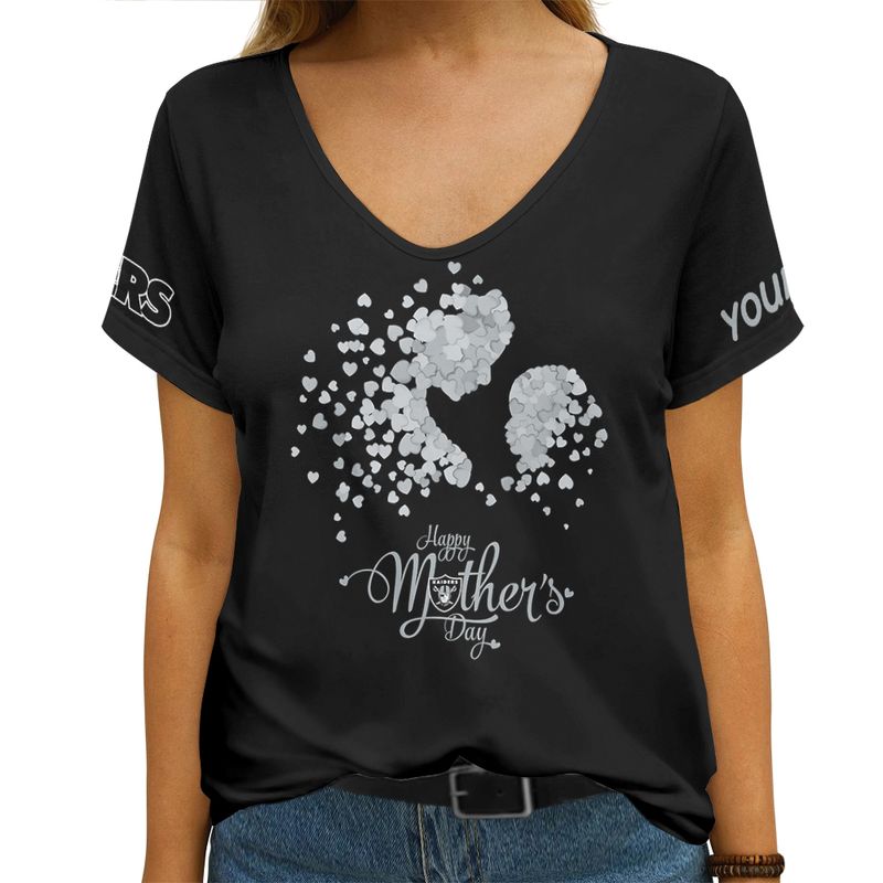 Las Vegas Raiders Happy Mother’s Day Summer Women V Neck T-Shirt AGCWTS696