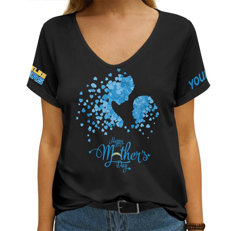 Los Angeles Chargers Happy Mother’s Day Summer Women V Neck T-Shirt AGCWTS697