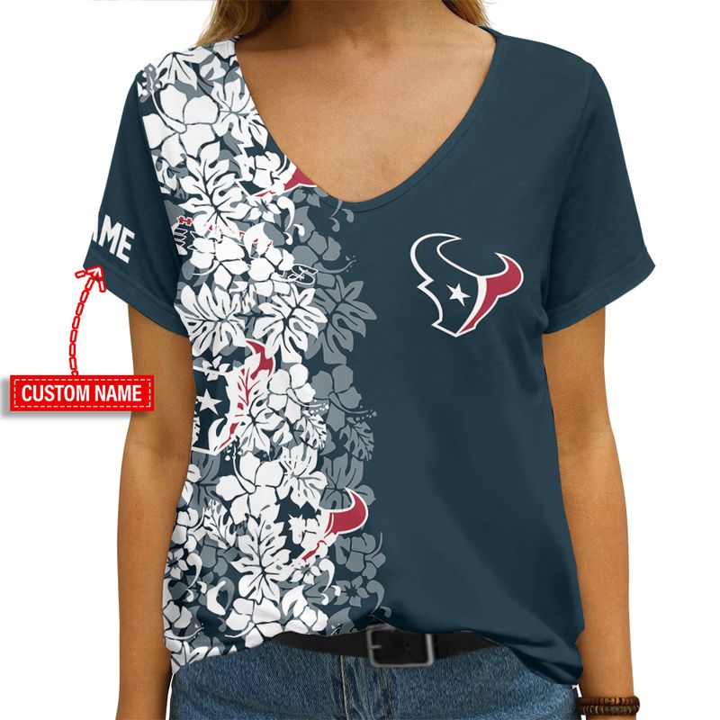 Houston Texans Personalized V-neck Women T-shirt