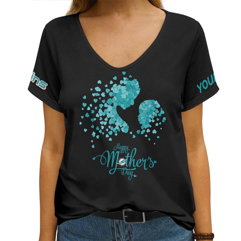 Miami Dolphins Happy Mother’s Day Summer Women V Neck T-Shirt AGCWTS699