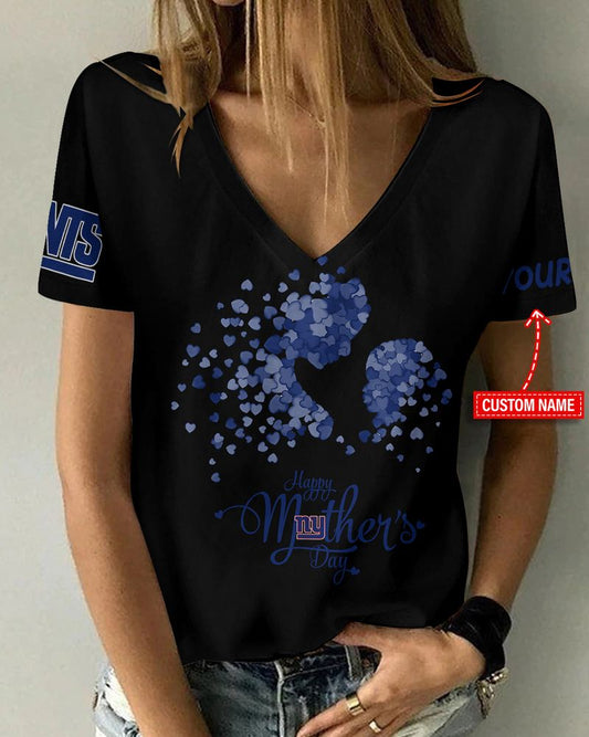 New York Giants Happy Mother’s Day Summer Women V Neck T-Shirt AGCWTS703