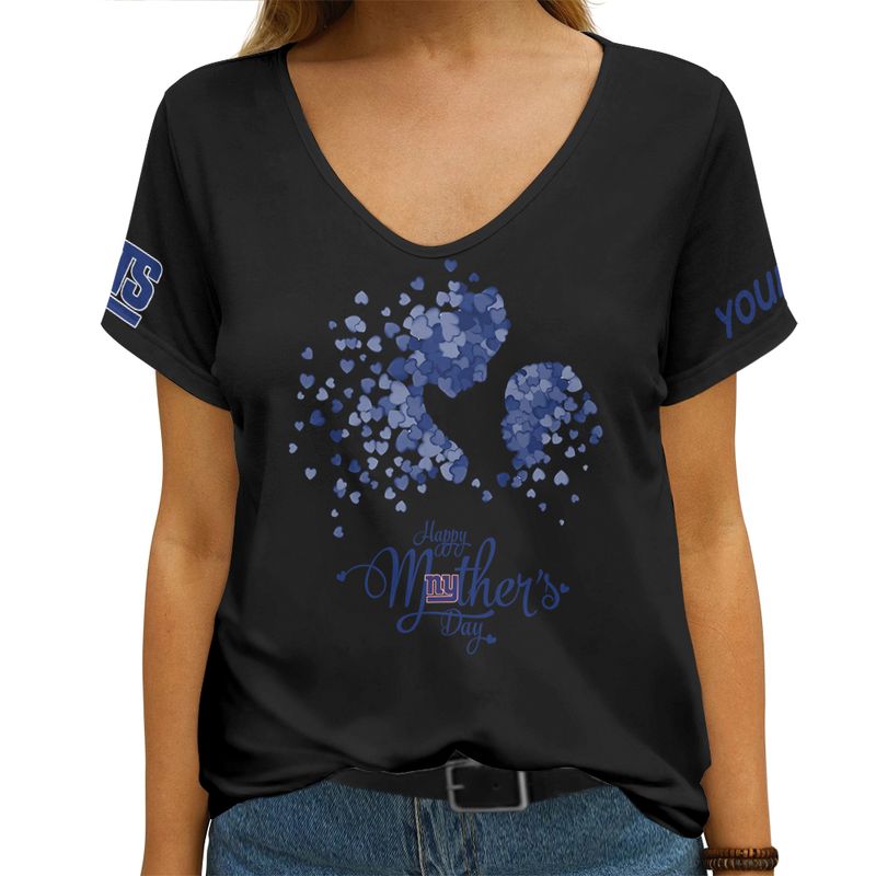 New York Giants Happy Mother’s Day Summer Women V Neck T-Shirt AGCWTS703