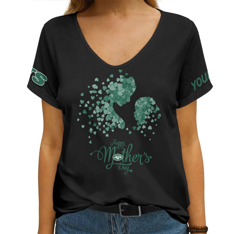 New York Jets Happy Mother’s Day Summer Women V Neck T-Shirt AGCWTS704