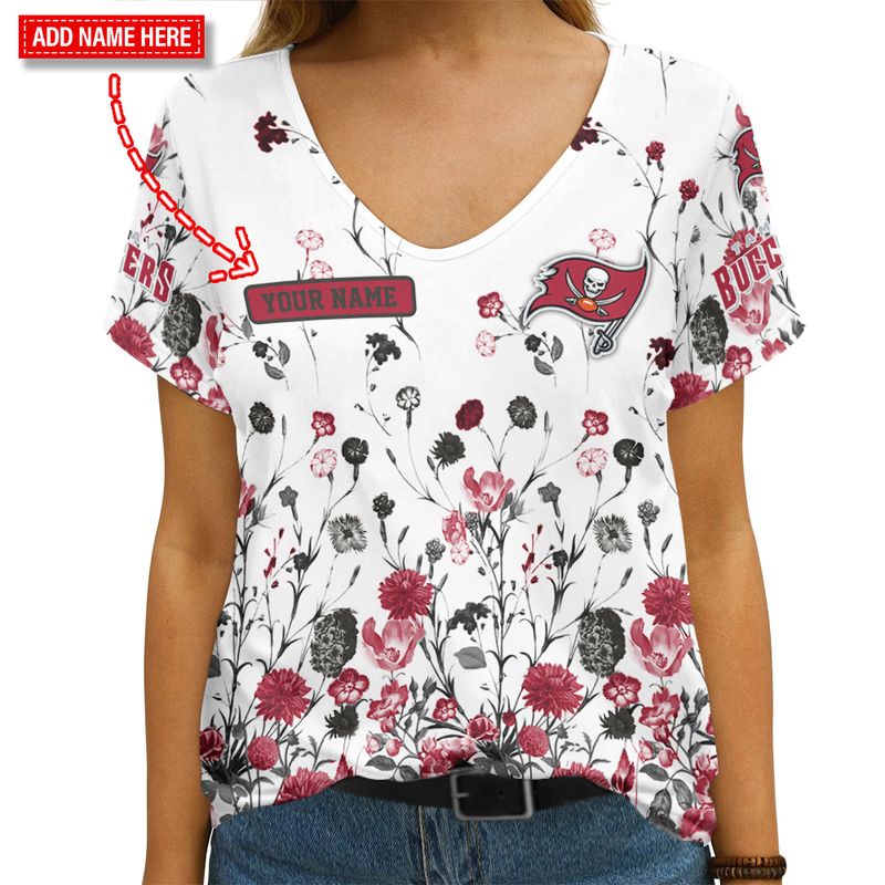 Tampa Bay Buccaneers Personalized V-neck Women T-shirt