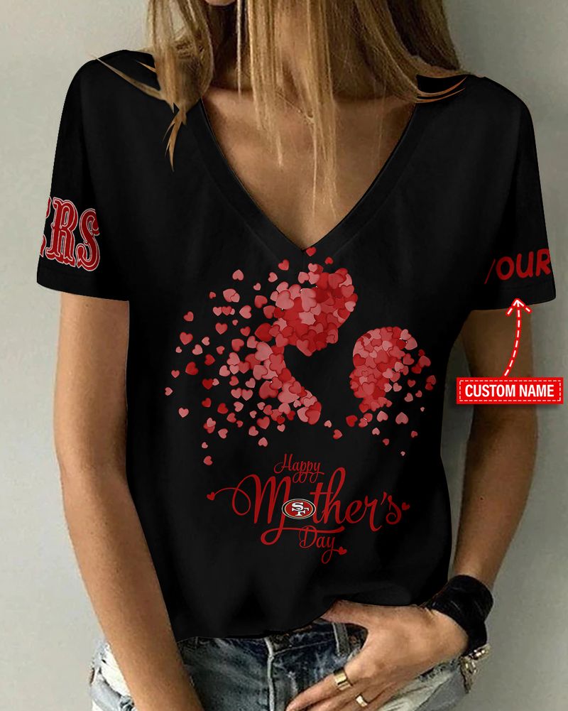 San Francisco 49ers Happy Mother’s Day Summer Women V Neck T-Shirt AGCWTS707