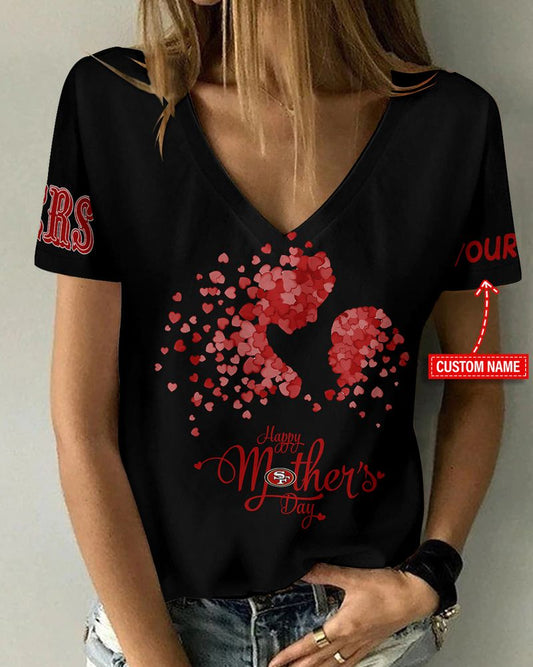 San Francisco 49ers Happy Mother’s Day Summer Women V Neck T-Shirt AGCWTS707