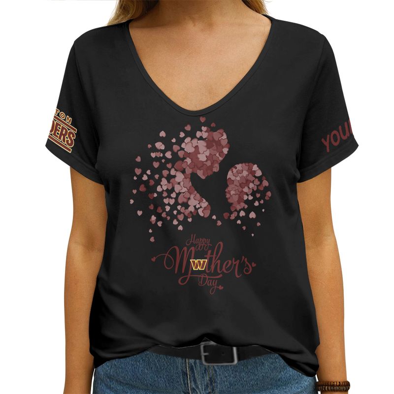 Washington Commanders Happy Mother’s Day Summer Women V Neck T-Shirt AGCWTS711