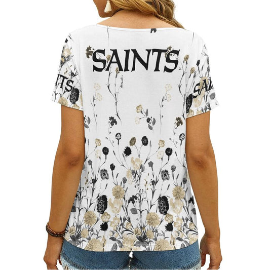 New Orleans Saints Personalized V-neck Women T-shirt