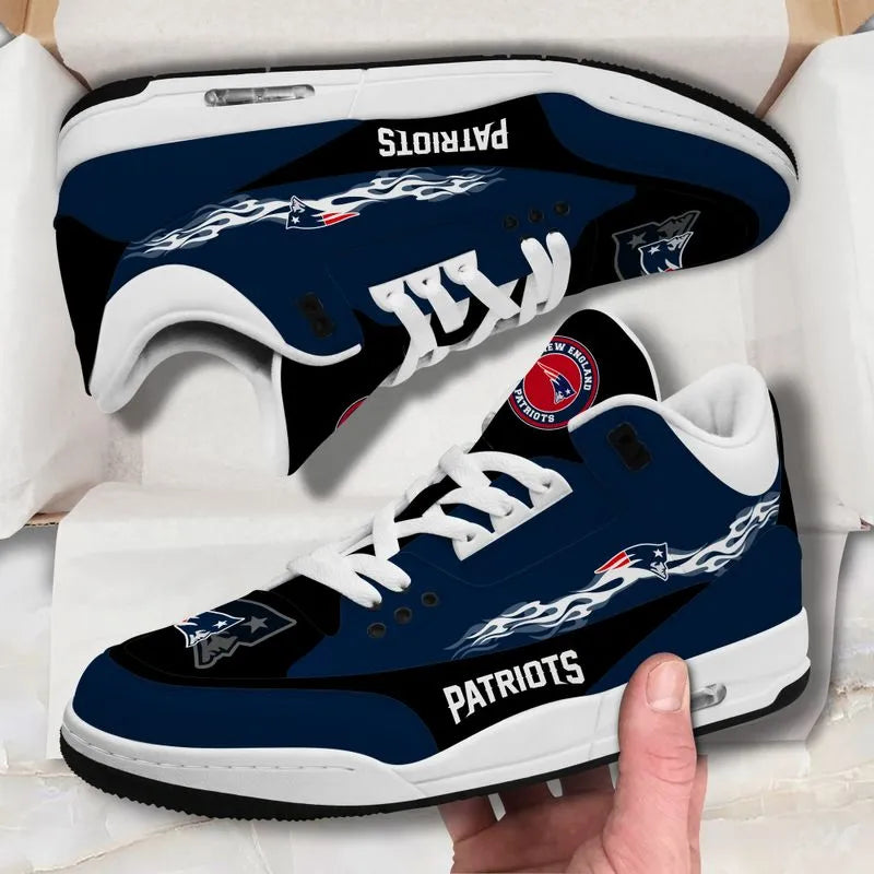 New England Patriots Fire White Genuine Leather JD03 Shoes Men and Women AZBTAJ3000051