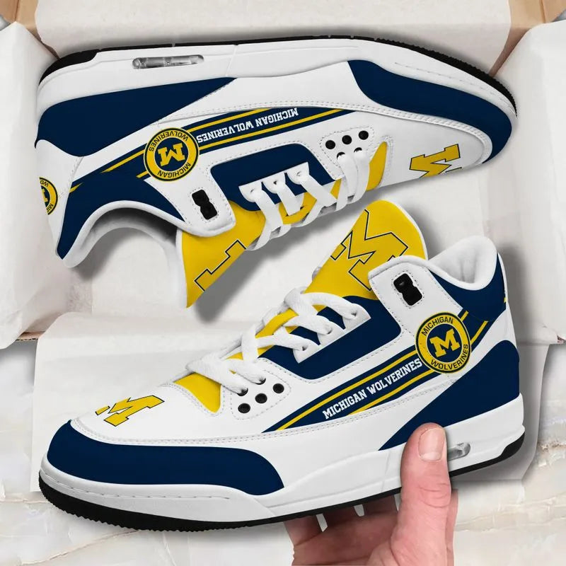 Michigan Wolverines Basic White Genuine Leather JD03 Shoes Men and Women AZBTAJ3000131