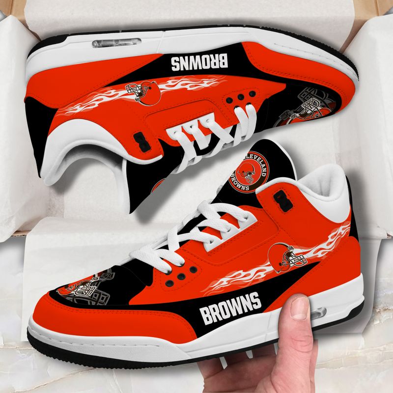Cleveland Browns Fire White Genuine Leather JD03 Shoes Men and Women AZBTAJ3000123