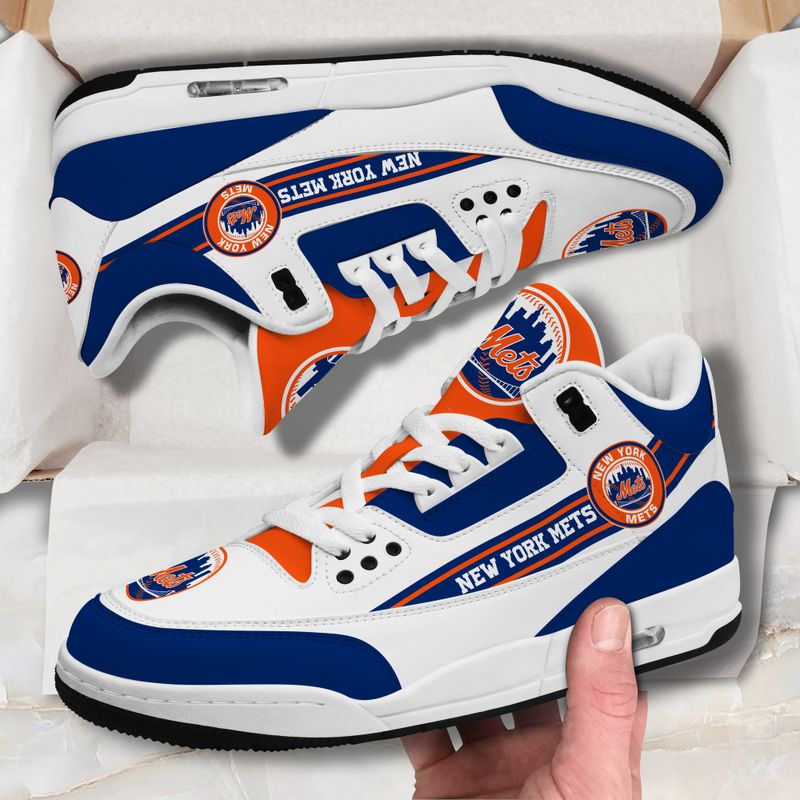 New York Mets Basic White Genuine Leather JD03 Shoes Men and Women AZBTAJ3000059