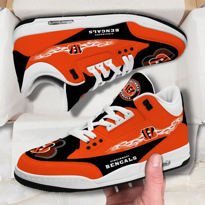 Cincinnati Bengals Fire White Genuine Leather JD03 Shoes Men and Women AZBTAJ3000119