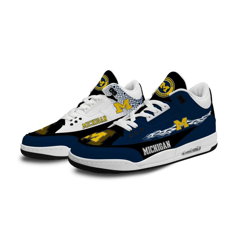 Michigan Wolverines Fire White Genuine Leather JD03 Shoes Men and Women AZBTAJ3000102