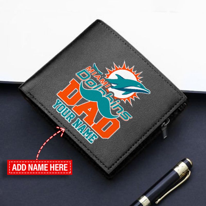 Miami Dolphins Limited Edition Men’s Leather Bifold Wallet Gift For Father’s Day AZBT2DMW000012