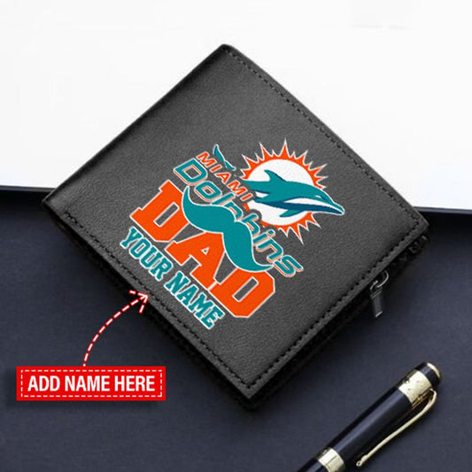 Miami Dolphins Limited Edition Men’s Leather Bifold Wallet Gift For Father’s Day AZBT2DMW000012