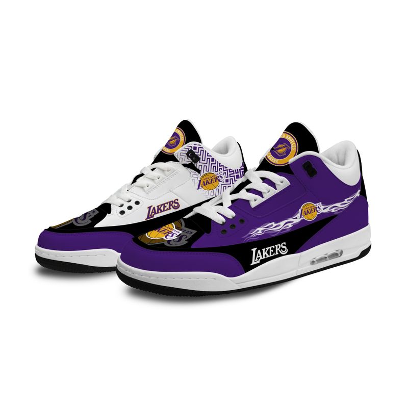 Los Angeles Lakers Fire White Genuine Leather JD03 Shoes Men and Women AZBTAJ3000030