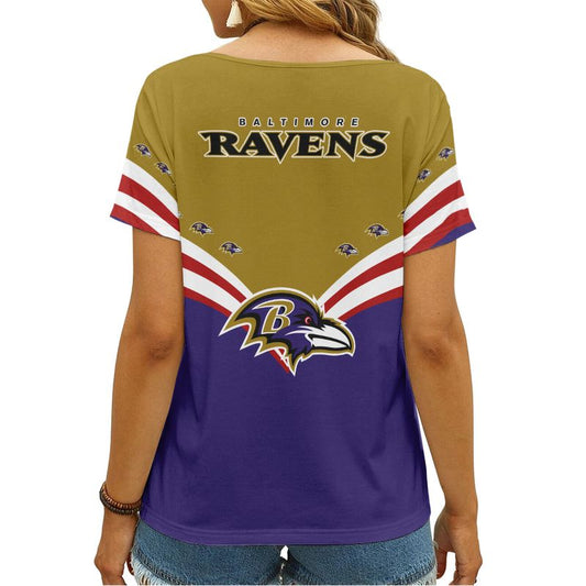Baltimore Ravens Personalized V-neck Women T-shirt