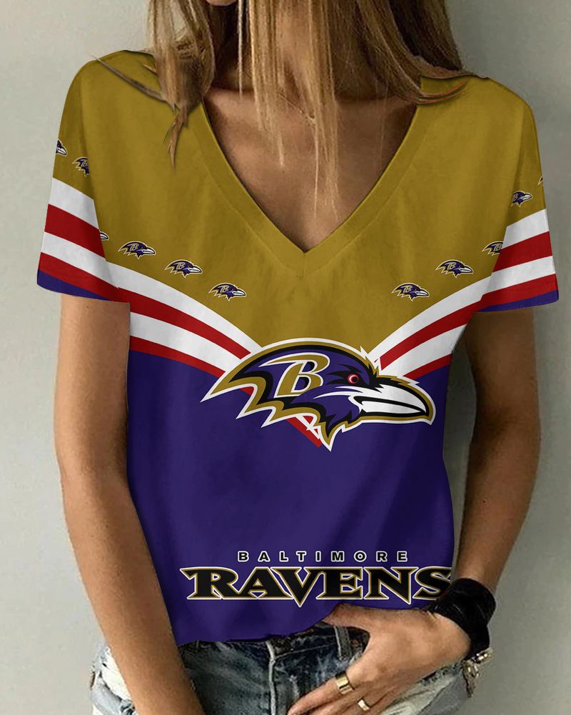 Baltimore Ravens Personalized V-neck Women T-shirt
