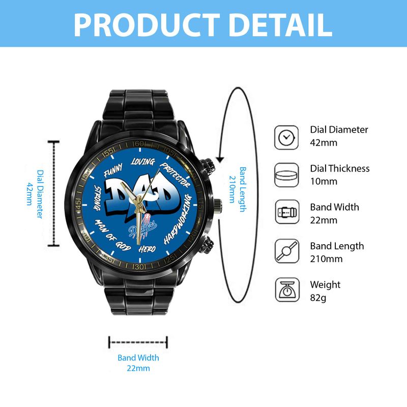 Los Angeles Dodgers Limited Edition Black Stainless Steel Watch For Father’s Day AZBTWA000012