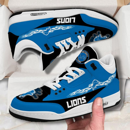 Detroit Lions Fire White Genuine Leather JD03 Shoes Men and Women AZBTAJ3000112