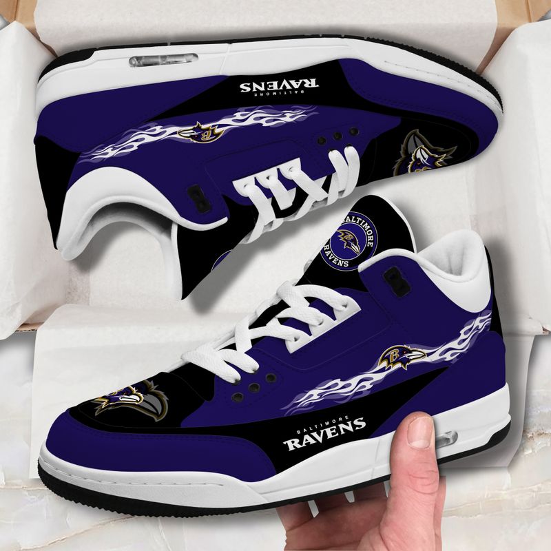 Baltimore Ravens Fire White Genuine Leather JD03 Shoes Men and Women AZBTAJ3000120